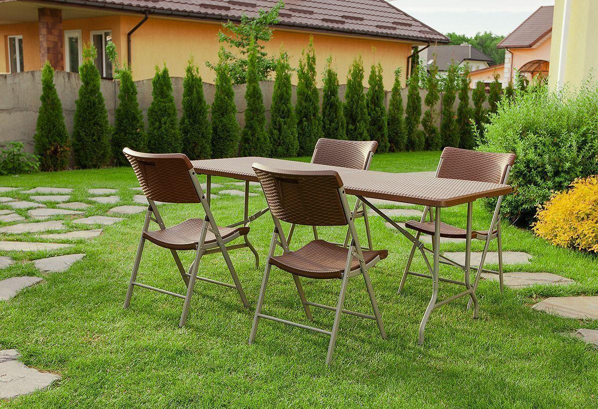 Набор складной садовой мебели CALVIANO (4 стула, ротанг) - фото 1 - id-p159866009