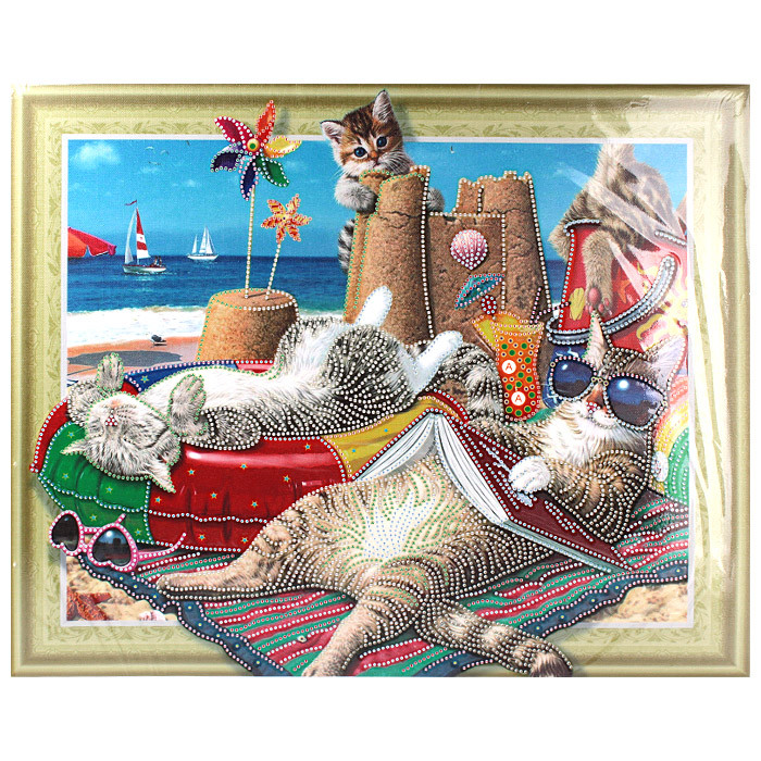 Алмазная живопись "Darvish" 40*50см "Коты на отдыхе" - фото 2 - id-p159880698