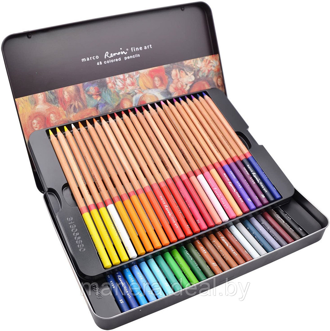 Карандаши цветные профессиональные Marco «RENOIR FINE ART», 48 цветов, в металлическом пенале
