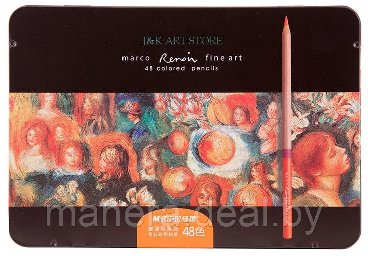 Карандаши цветные профессиональные Marco «RENOIR FINE ART», 48 цветов, в металлическом пенале - фото 2 - id-p3127066