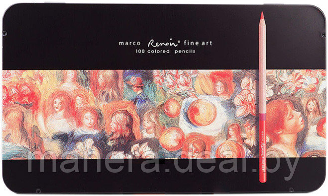 Профессиональные художественные карандаши Marco «RENOIR FINE ART», 100 цветов, в металлическом пенале - фото 2 - id-p159910108