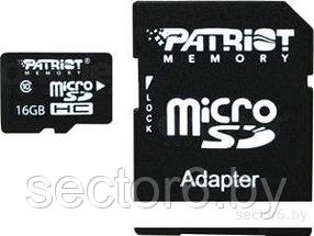 Карта памяти Patriot microSDHC (Class 10) 16 Гб + адаптер (PSF16GMCSDHC10)