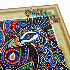 Алмазная мозаика (живопись) "Darvish" 40*50см  Хвост павлина, фото 3