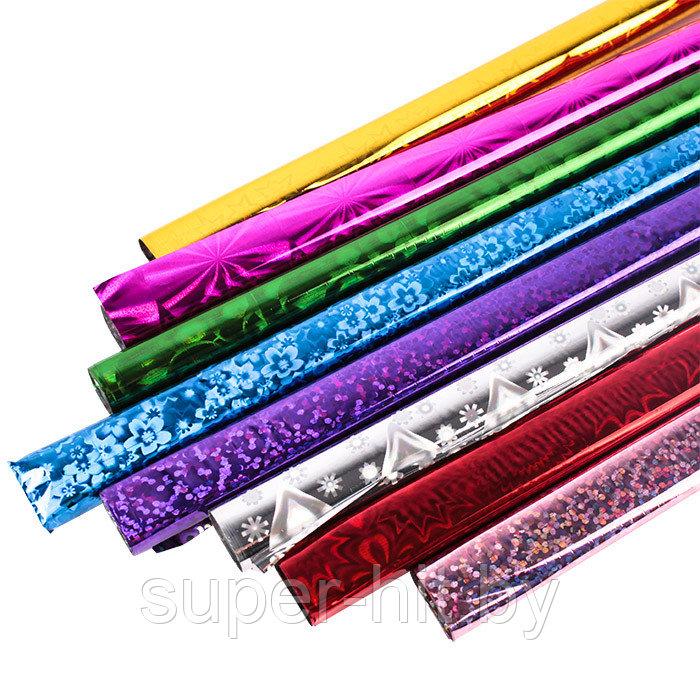 Бумага упаковочная набор 8цветов 500*700мм голография ассорти "Darvish" - фото 1 - id-p159946467
