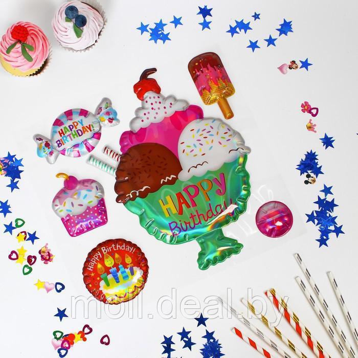 Наклейки на воздушные шары "С днём рождения", сладости - фото 1 - id-p159643579
