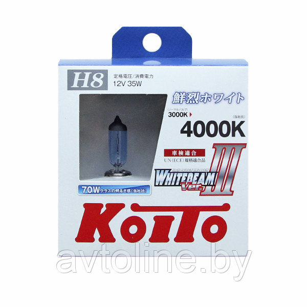 Автомобильные лампы H8 Koito WhiteBeam III P0758W (комплект 2 шт)