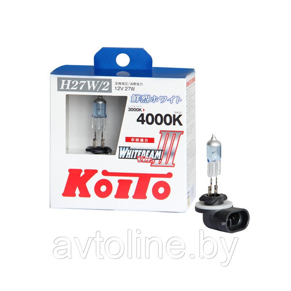 Автомобильная лампа H27W/2 Koito WhiteBeam III P0729W (комплект 2 шт)