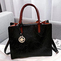 Набор женских сумок 3 в 1 (сумка, клатч, кошелек) коричневый, фото 3