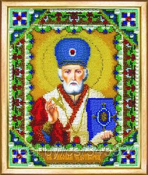 Набор для вышивания бисером ЧАРИВНА МИТЬ арт.Б-1209 Икона святителя Николая Чудотворца 17,9х22 см
