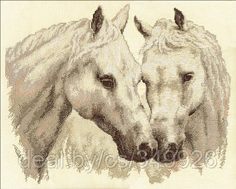 Набор для вышивания PANNA арт. J-1066 Пара белых лошадей 43,5х36,5 см
