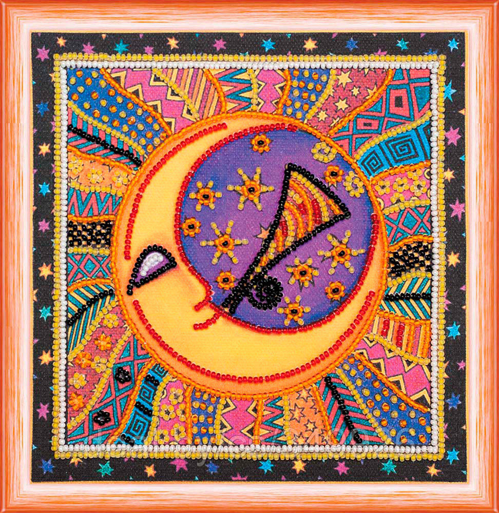 Набор для вышивания бисером АБРИС АРТ арт. AM-147 Солнце и луна 15х15 см