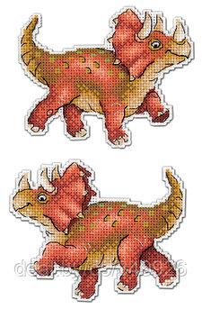Набор для вышивания ЖАР-ПТИЦА арт.Р-269 Динозавры. Трицератопс 9х12 см
