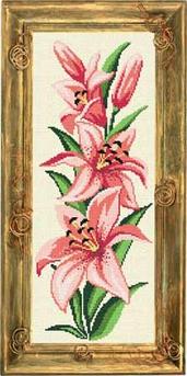 Рисунок на канве (страмин) с нанесенным рисунком ЧАРIВНИЦЯ арт. S43 Розовые лилии 20х50 см