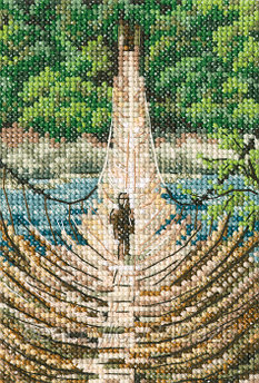 Набор для вышивания РТО арт.C311 Подвесной бамбуковый мост на реке Сианг 9х13,5 см