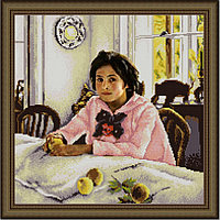 Рисунок на ткани (Бисер) КОНЁК арт. 9824 Девочка с персиками 40х40 см