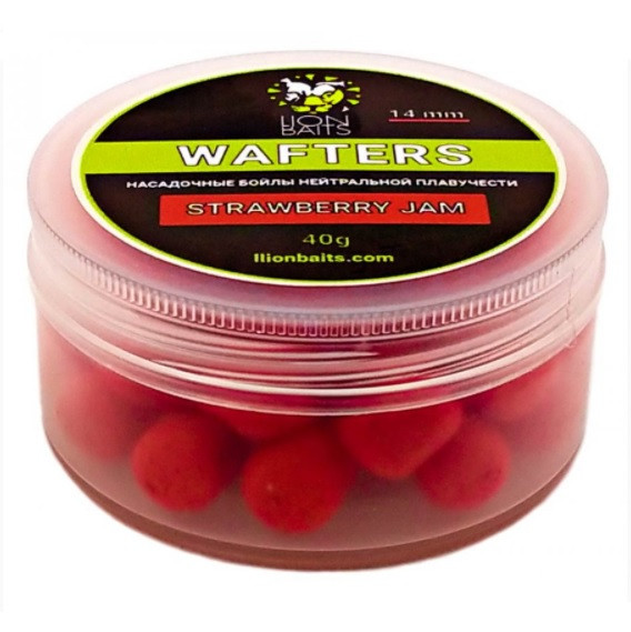 Lion Baits Wafters насадочный Бойл нейтральной плавучести Strawberry Jam (клубничный джем) 14мм 40гр
