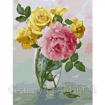 Картина по номерам с цветной схемой на холсте Molly арт.KK0660 Бузин. Пионы и розы (24 цвета) 30х40 см