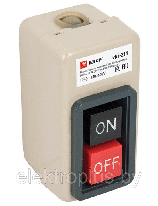 Выключатель кнопочный с блокировкой ВКИ-211 6А 3P IP40 EKF PROxima - фото 1 - id-p72163229