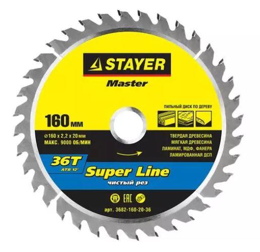 STAYER Super line 160 x 20мм 36T, диск пильный по дереву, точный рез - фото 1 - id-p154888577