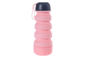 Силиконовая складная бутылка с отсеком для таблеток розовая Bradex KZ 0657