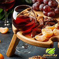 Складной винный столик из Дуба на 1 бутылку и 4 бокала "Ромео", фото 4
