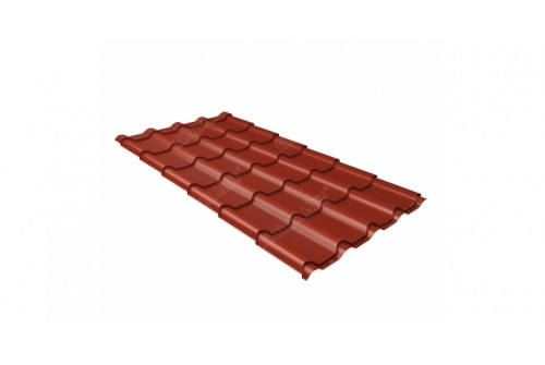 Металлочерепица камея Grand Line 0,5 GreenCoat Pural BT RR 29 красный (RAL 3009 оксидно-красный)