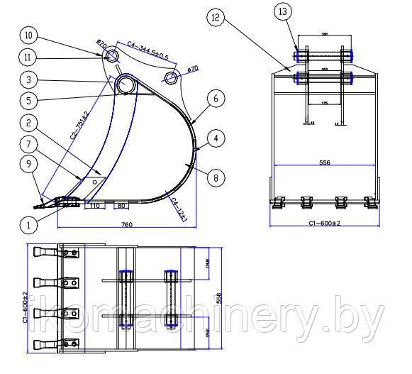 Ковш JCB 3CX/4CX/5CX, 600 мм - фото 1 - id-p15416956