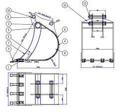 Ковш JCB 3CX/4CX/5CX, 800 мм