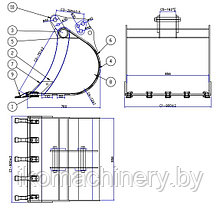 Ковш Komatsu WB93/97-2, 900 мм, (комплект с пальцами)