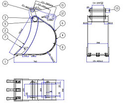 Ковш NEW HOLLAND LB90-115B, 400 мм