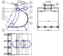 Ковш NEW HOLLAND LB90-115B, 800 мм