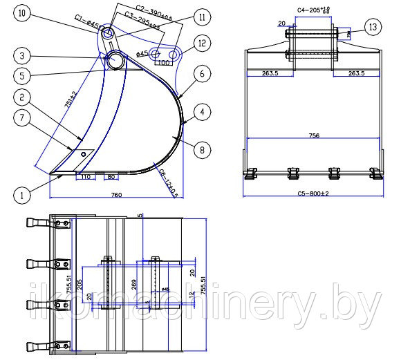 Ковш NEW HOLLAND LB90-115B, 900 мм - фото 1 - id-p15420266