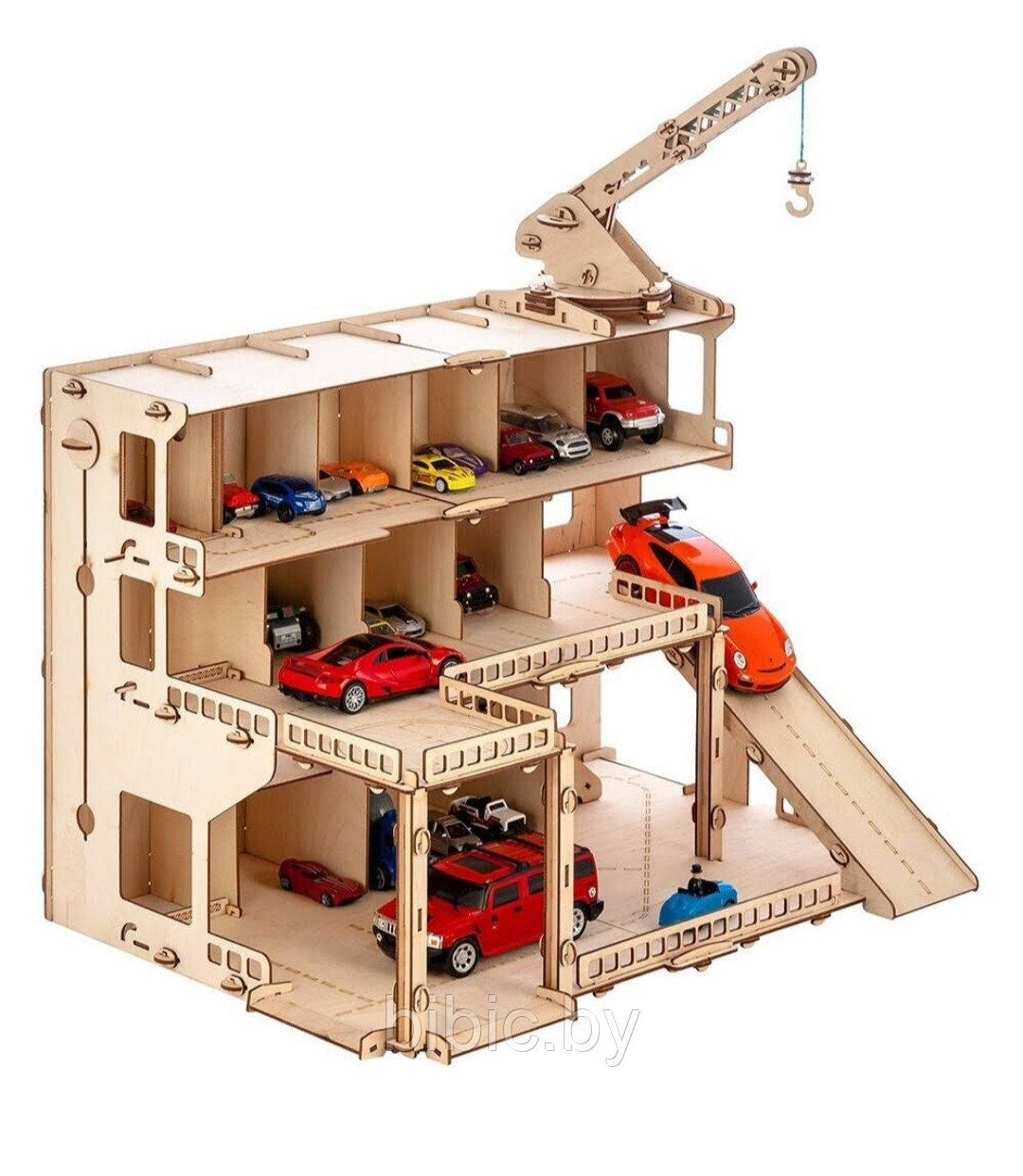 Деревянный конструктор парковка – Мегапарк, 246 деталей, Polly, фото 1