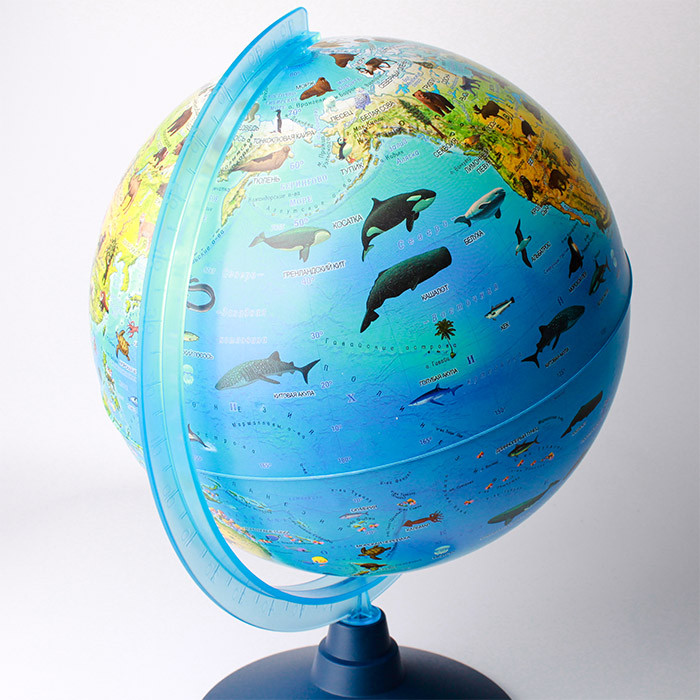 Глобус Globen зоогеографический диаметр 25см на синей подставке - фото 4 - id-p160180100