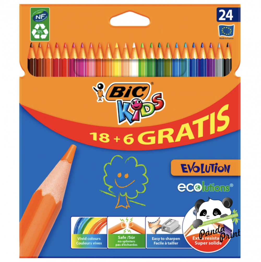 Набор цветных карандашей 18+6 цв. Evoiutin, BIC