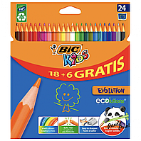 Набор цветных карандашей 18+6 цв. Evoiutin, BIC Набор карандашей Набор цветных карандашей 18+6 цв. Evoiutin, BIC