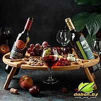 Винный столик из Дуба на 2 бутылки и 6 бокалов - "Викинг", фото 2