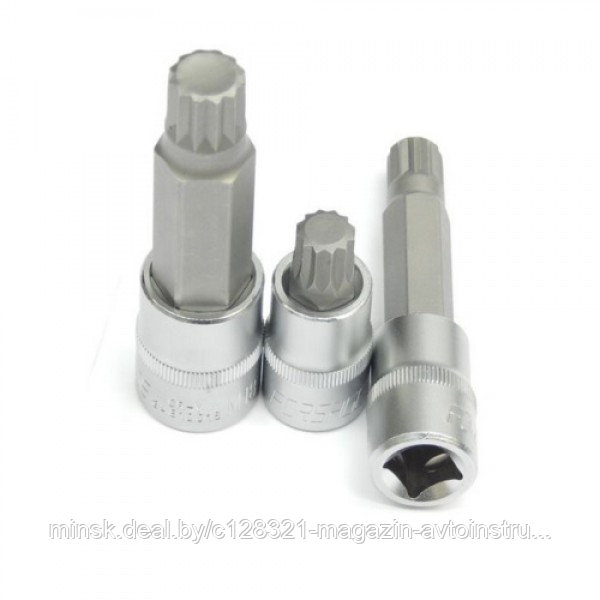 Головка бита SPLINE короткая 12-лучевая 1/2" M14 (55ммL) FORSAGE 34805514