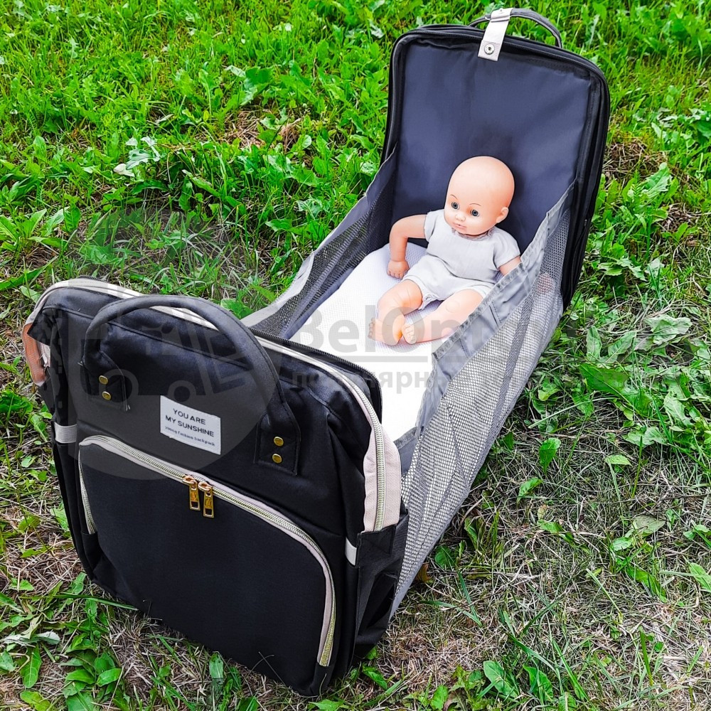 Сумка - рюкзак для мамы с кроватью для малыша 3 в 1 You Are My Sunshine Рюкзак, органайзер, кровать складная - фото 3 - id-p136750904