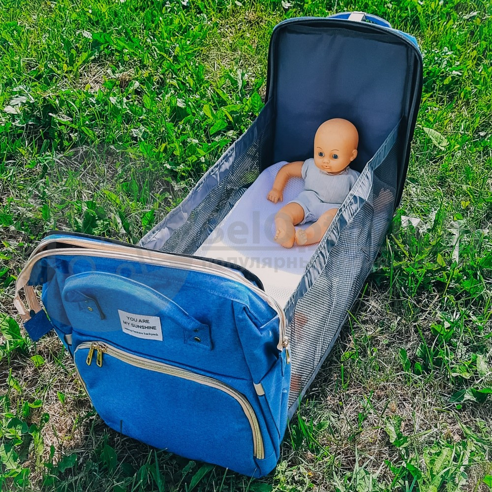 Сумка - рюкзак для мамы с кроватью для малыша 3 в 1 You Are My Sunshine Рюкзак, органайзер, кровать складная - фото 2 - id-p136750909