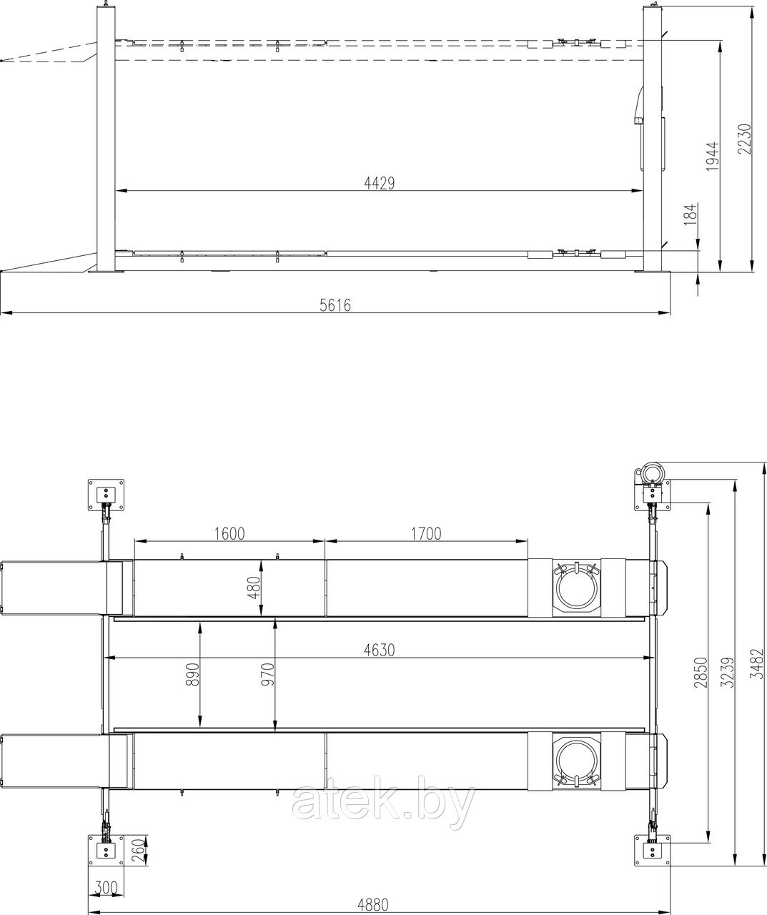 Четырехстоечный F4D4 sp с траверсой под 3D стенды развал-схождения электрогидравлический подъемник с траверсой - фото 2 - id-p160244561