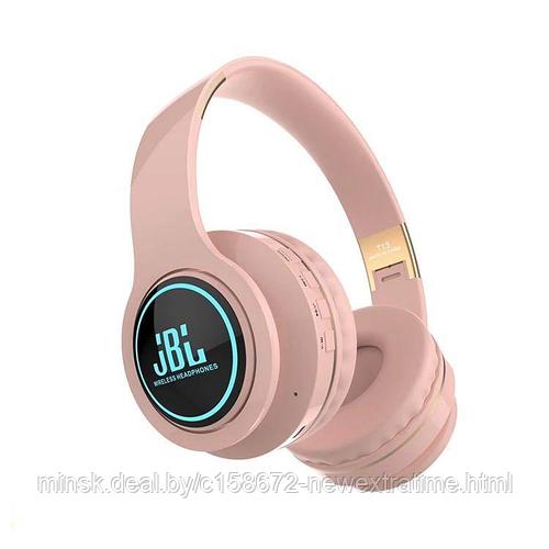 Беспроводные наушники JBL T13 mp3-плеер, SD. Розовые