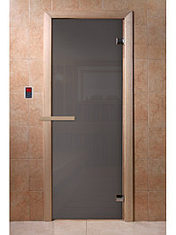Стеклянная Дверь в баню Doorwood, 700*1900, 6 мм (Графит прозрачная) 2 петли
