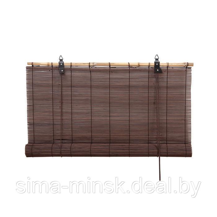Бамбуковая рулонная штора, 60х160 см, цвет шоколадный - фото 1 - id-p160349022