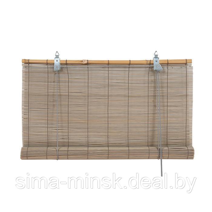 Бамбуковая рулонная штора, 140х160 см, цвет серый - фото 1 - id-p160349066