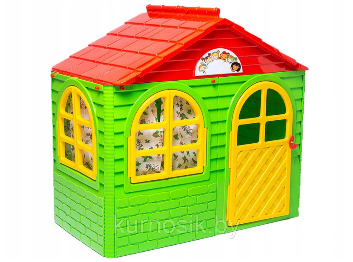 Игровой домик детский пластиковый №1 Doloni (Долони) 129-69-120 см (арт.025500/12) Зеленый - фото 2 - id-p160365722