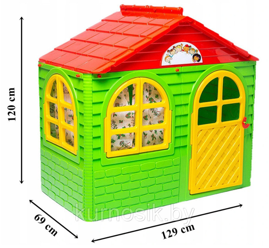 Игровой домик детский пластиковый №1 Doloni (Долони) 129-69-120 см (арт.025500/12) Зеленый - фото 7 - id-p160365722