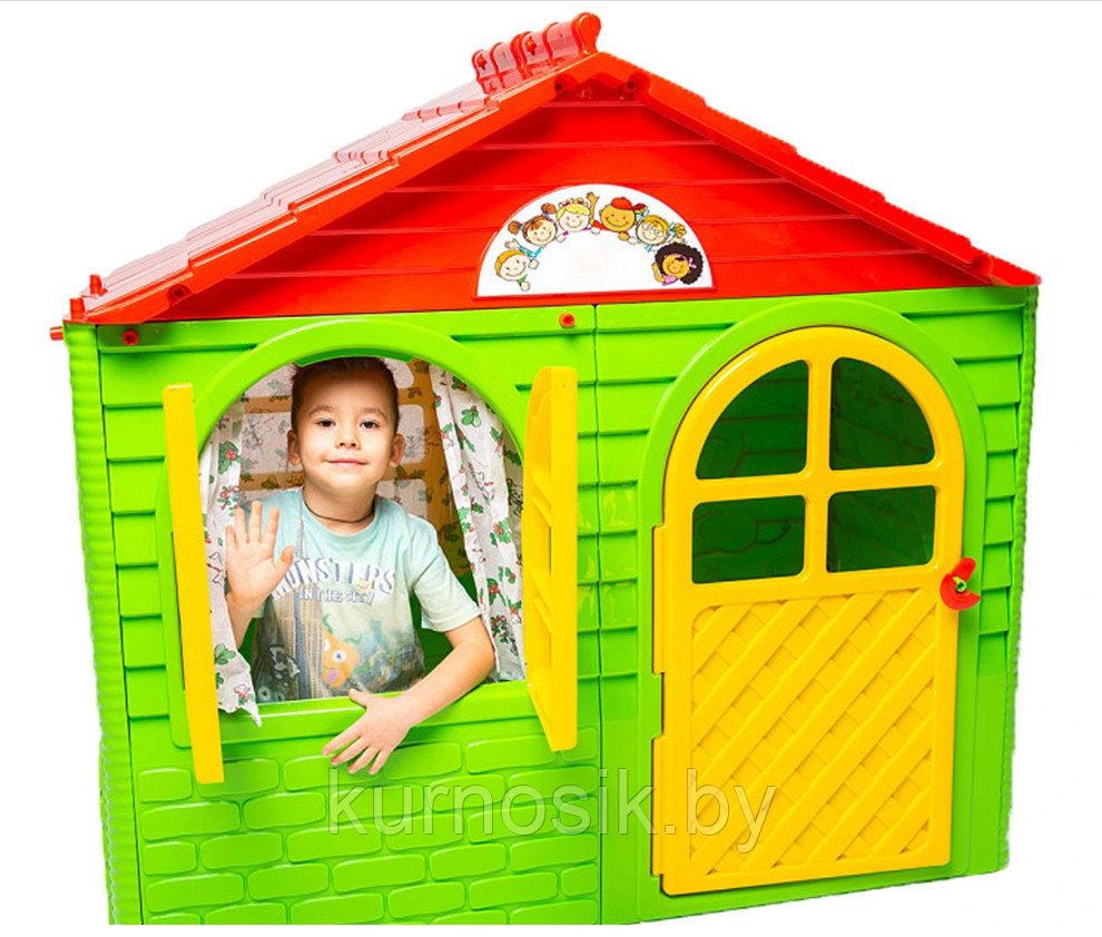 Игровой домик детский пластиковый №1 Doloni (Долони) 129-69-120 см (арт.025500/12) Зеленый - фото 3 - id-p160365722