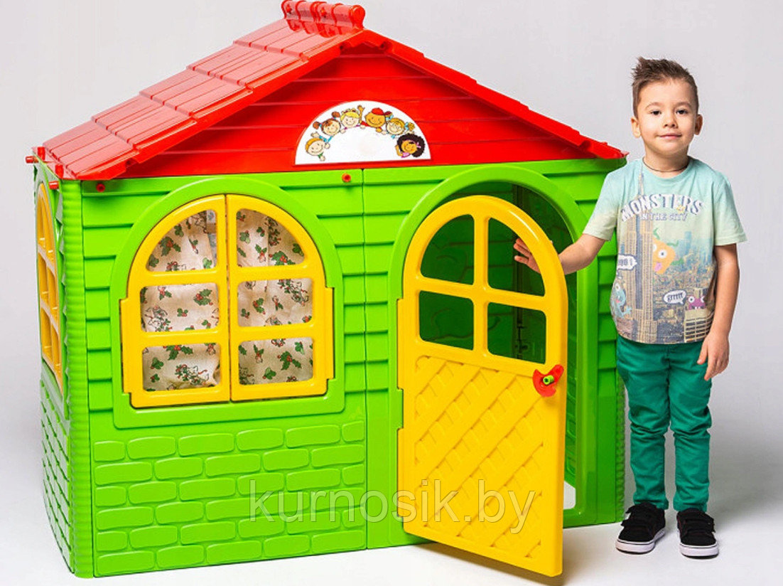 Игровой домик детский пластиковый №1 Doloni (Долони) 129-69-120 см (арт.025500/12) Зеленый - фото 1 - id-p160365722