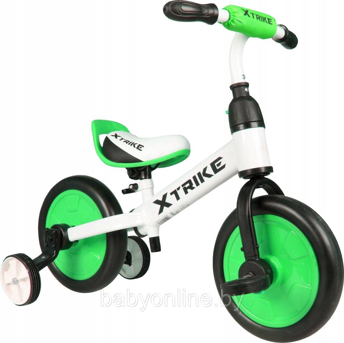 Детский Велосипед беговел с педалями 3в1 Xtrike зелёный арт 3940002B - фото 1 - id-p160390542